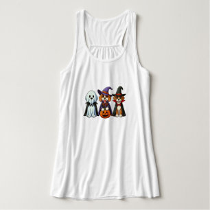 Cute dogs as ghost, witch, and vampire singlet