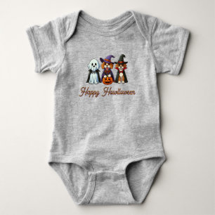 Cute Dogs as ghost, witch, & vampire Baby Bodysuit