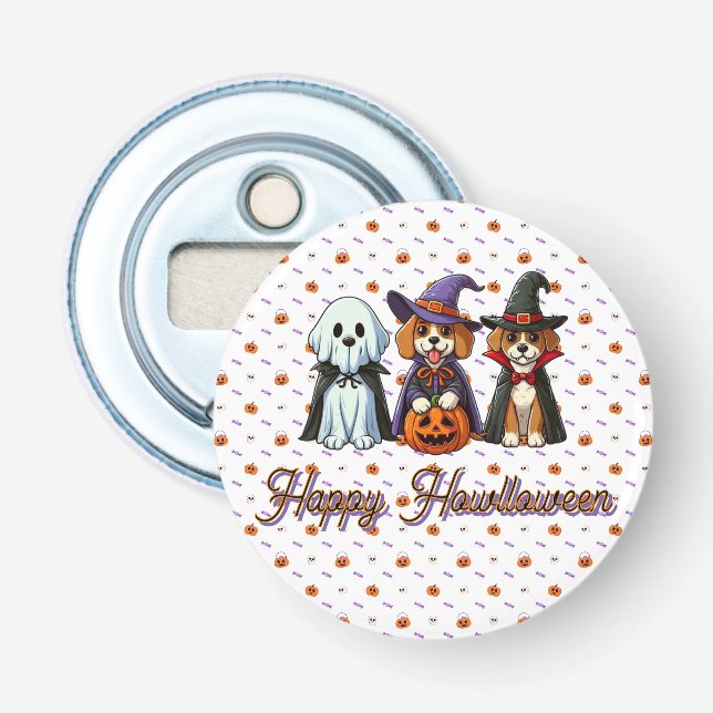 Cute Dogs as ghost, witch, & vampire  Bottle Opener (Front)