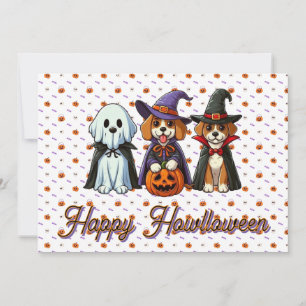 Cute Dogs as ghost, witch, & vampire Invitation
