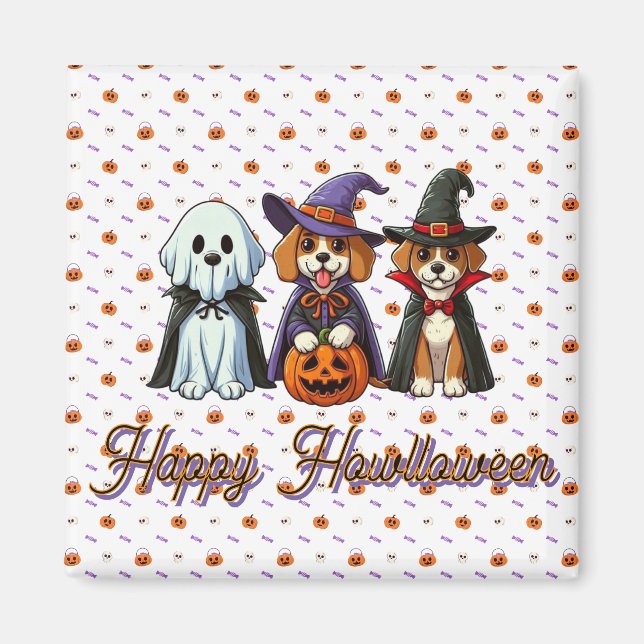 Cute Dogs as ghost, witch, & vampire  Magnet (Front)