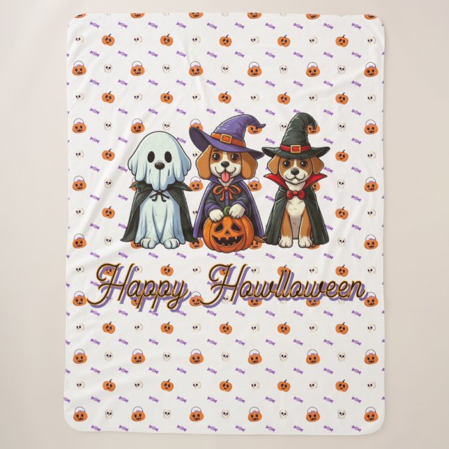 Cute Dogs as ghost, witch, & vampire  Sherpa Blanket (Front)