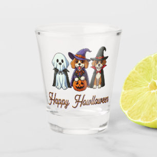 Cute Dogs as ghost, witch, & vampire Shot Glass