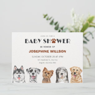 Cute dogs baby shower invitation