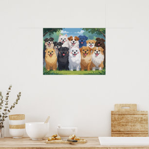 Cute dogs background poster