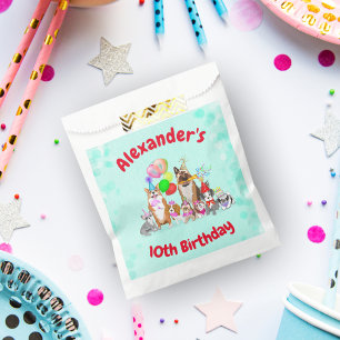 Cute Dogs Birthday Celebration Let's Pawty   Favour Bags