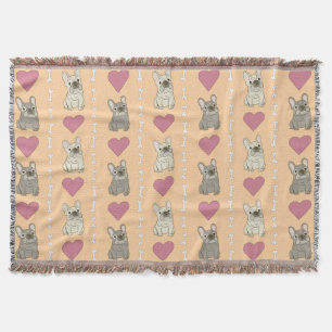 Cute dogs, bones, and hearts throw blanket