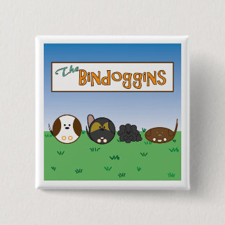 Cute Dogs Button, The Bindoggins 15 Cm Square Badge