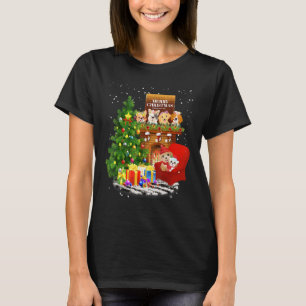 Cute Dogs By The Fireplace Merry Christmas Dog T-Shirt