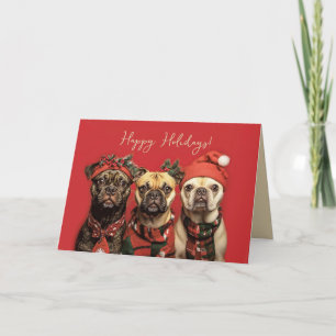 Cute Dogs Celebrating Christmas Happy Holidays Thank You Card