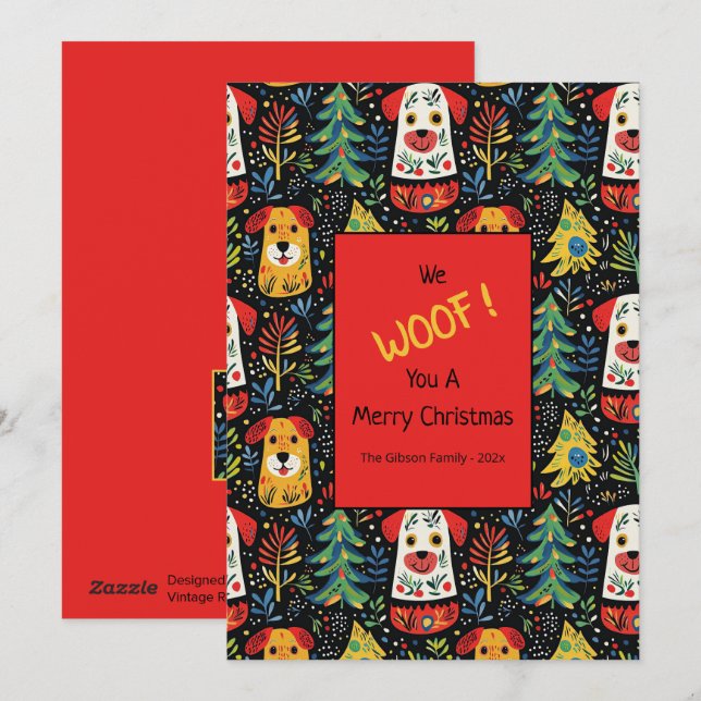 Cute Dogs Christmas Flat Holiday Card (Front/Back)