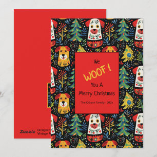Cute Dogs Christmas Flat Holiday Card