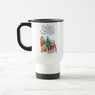 Cute dogs christmas travel mug