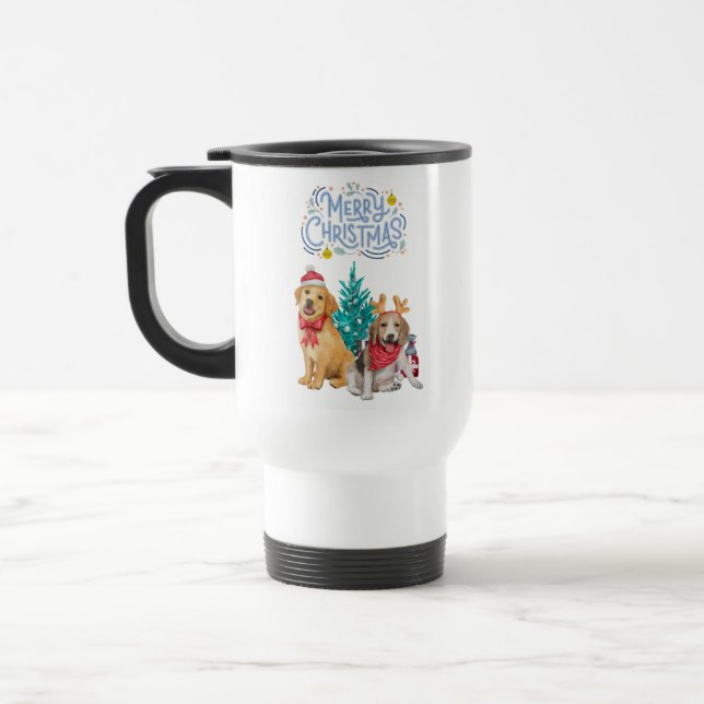Cute dogs christmas   travel mug (Left)