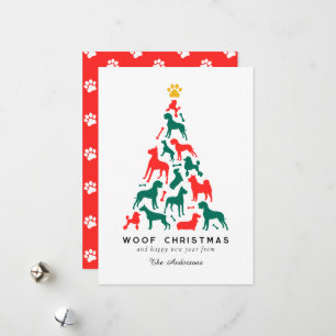 Cute Dogs Christmas Tree Woof Christmas  Holiday Card