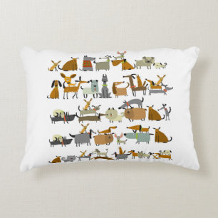Cute dogs collection, sketch vintage illustration decorative cushion