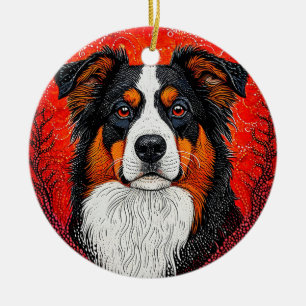 Cute Dog's face Ceramic Tree Decoration
