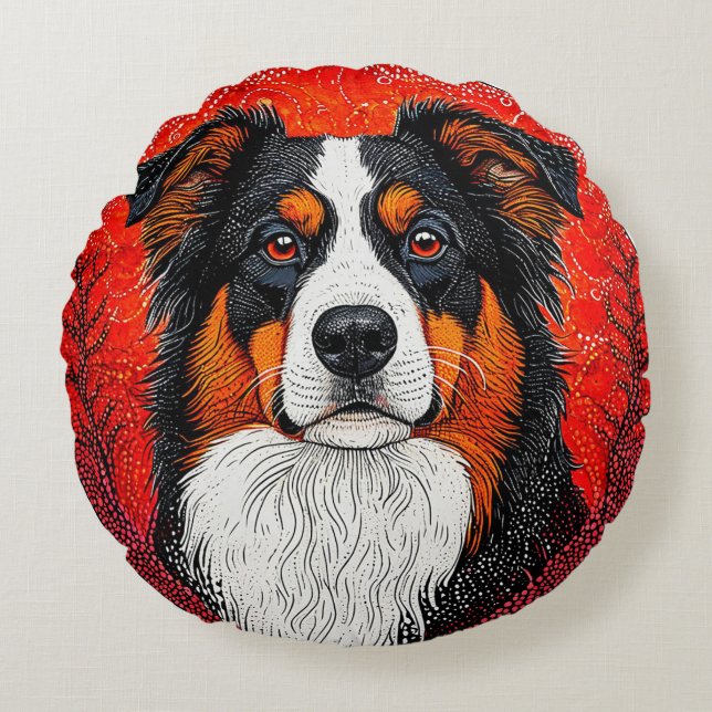 Cute Dog's face Round Cushion (Front)