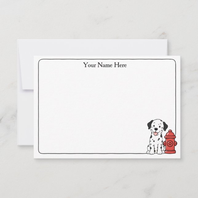 Cute Dogs & Fire Hydrants Flat Notecard (Front)