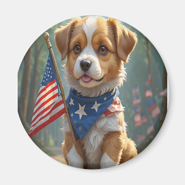 Cute Dogs fourth of July Magnet (Front)