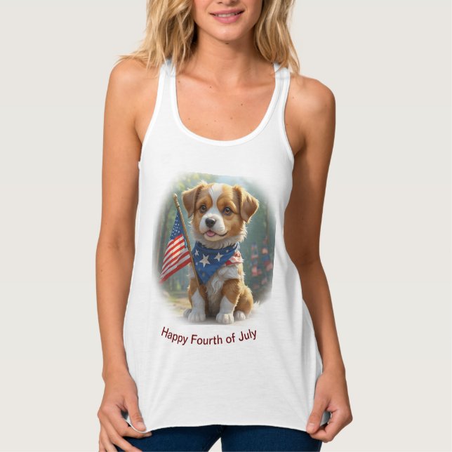Cute Dogs fourth of July Singlet (Front)