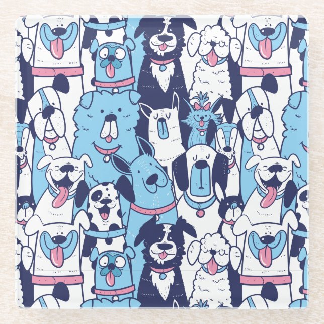 Cute Dogs Glass Coaster (Front)