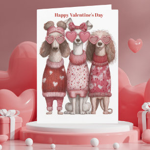 Cute Dogs Hearts Pullover Valentine`s Day Card
