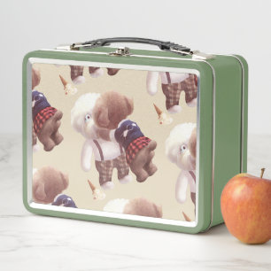 Cute Dogs Hugging Metal Lunch Box