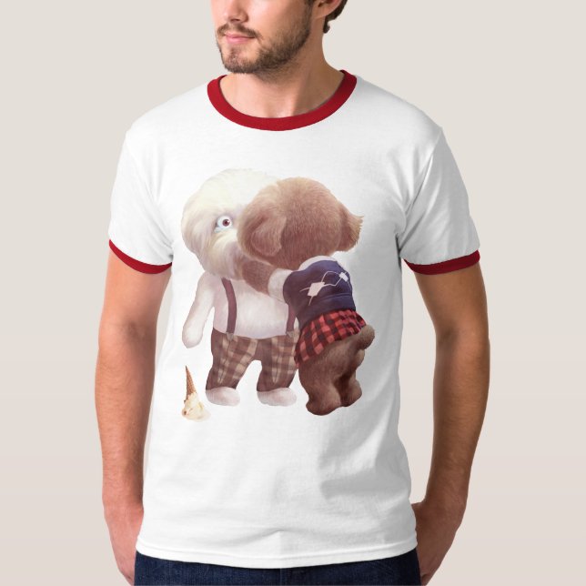 Cute Dogs Hugging T-Shirt (Front)