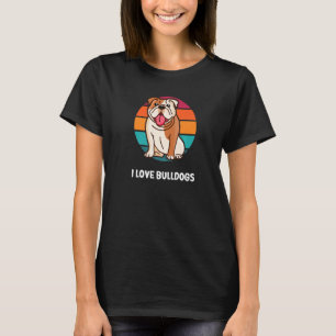 Cute Dogs I Love Bulldogs Vintage Sunset Men Women T-Shirt