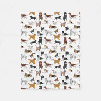 Cute Dogs Illustrations Pattern Fleece Blanket