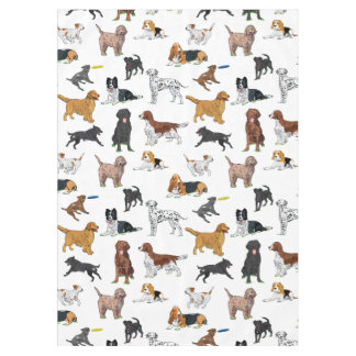 Cute Dogs Illustrations Pattern Tablecloth