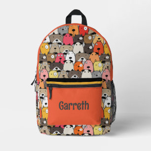 Cute Dogs in Brown, Black, Red, Orange and Yellow Printed Backpack