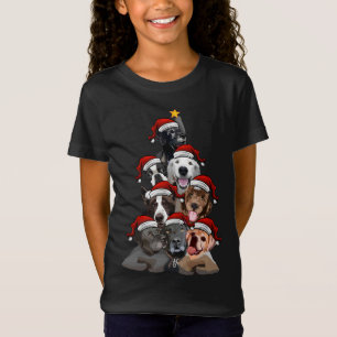 Cute Dogs in Santa Hats Christmas Tree with Star H T-Shirt