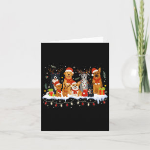 Cute Dogs In Santa Hats Xmas Holiday Christmas Lig Card