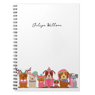 cute dogs in the winter name notebook
