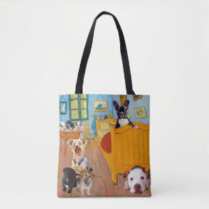 Cute Dogs in Van Gogh's Bedroom Tote Bag