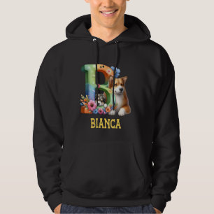 Cute Dogs Letter Bianca Name Rainbow Dog Hoodie