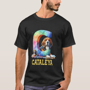 Cute Dogs Letter Cataleya Name Rainbow Dog T-Shirt