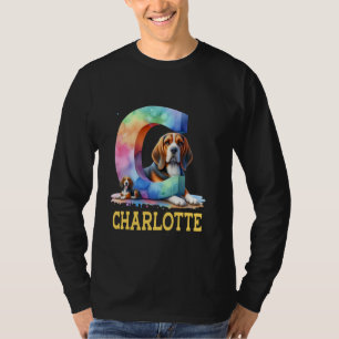 Cute Dogs Letter Charlotte Name Rainbow Dog T-Shirt