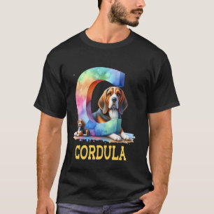Cute Dogs Letter Cordula Name Rainbow Dog T-Shirt