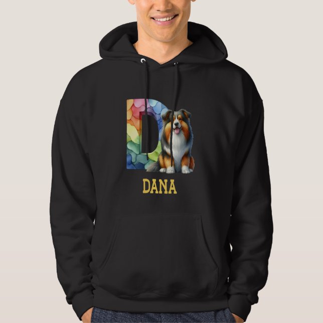Cute Dogs Letter Dana Name Rainbow Dog Hoodie (Front)