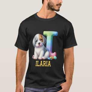 Cute Dogs Letter Ilaria Name Rainbow Dog T-Shirt