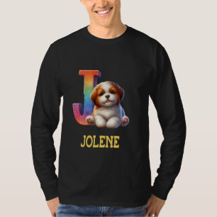 Cute Dogs Letter Jolene Name Rainbow Dog T-Shirt