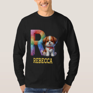 Cute Dogs Letter Rebecca Name Rainbow Dog T-Shirt