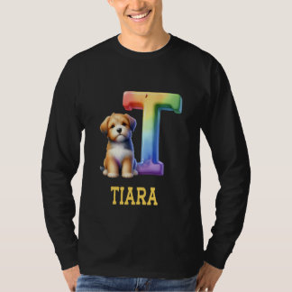 Cute Dogs Letter Tiara Name Rainbow Dog T-Shirt