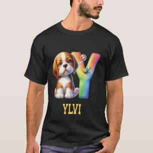 Cute Dogs Letter Ylvi Name Rainbow Dog T-Shirt