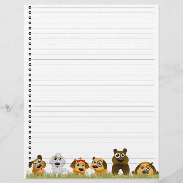 Cute Dogs  Lined Letterhead (Front)