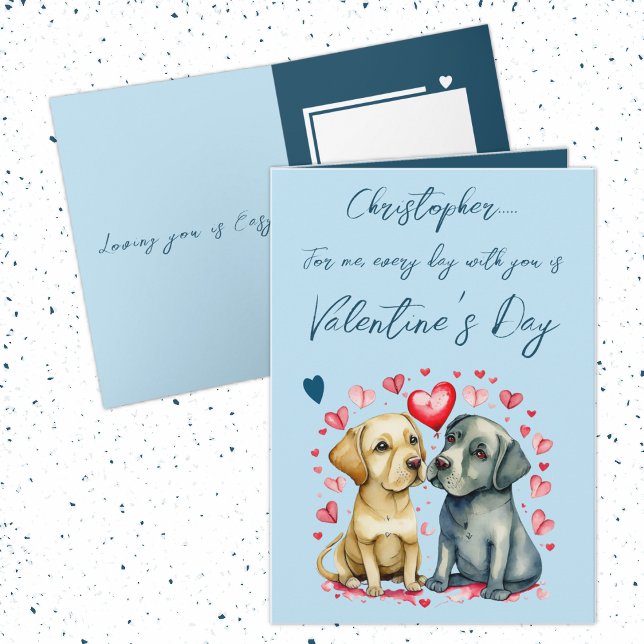 Cute dogs name blue Valentine's Day Card (Creator Uploaded)