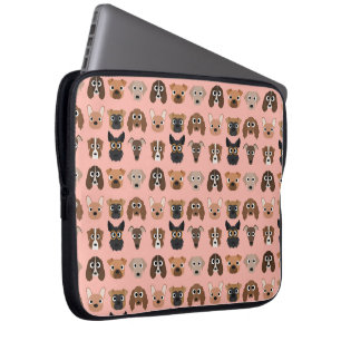 Cute Dogs on Pink Laptop Sleeve